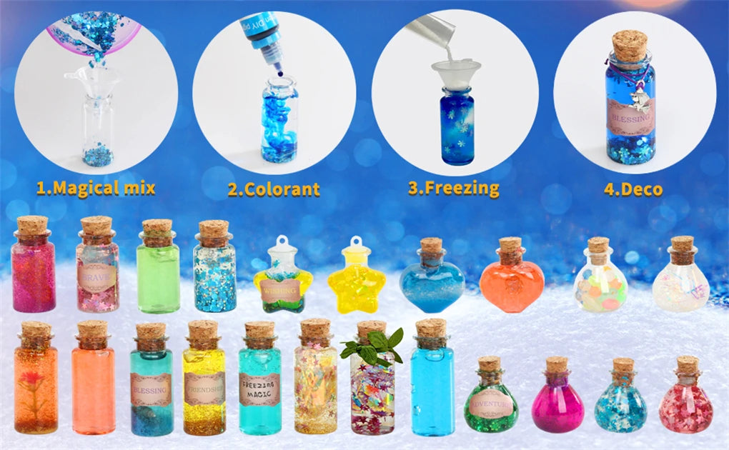 DIY Fairy Magical Potions Kit for Kids Potion Making Set Fairy Potion Bottles Craft Toy Science Set Magic Kits（24pcs)）