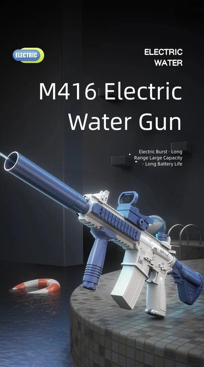Hot-Selling M416 Electric Water Gun, Rechargeable High-Speed Continuous Water Spray Toy, Long-Range Water Play Toy, Suitable for Summer Swimming Pools, Parties, Beach Activities, Birthdays, Travel Souvenirs, Graduations, Part