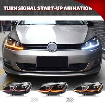 LED Headlights for Volkswagen VW Golf 7 MK7 VII 2013-2017 Sequential Turn Signal Front Lamps Assembly Not Fit GTI & Xenon Model