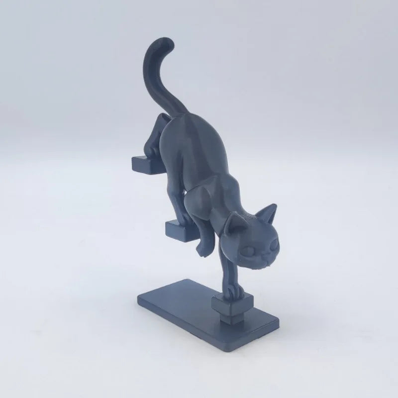 Modern White Leaping Cat Sculpture Geometric Minimalist Home Decor Living Room Desk Ornament Ideal Gift for Cat Lovers