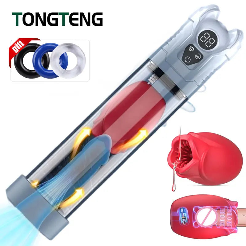 IPX7 Waterproof Electric Penis Pump for Enlargement Man Vacuum Pump Enlargement Extend Pump 4 Suction Levels 2 Silicone Sleeves