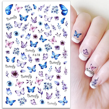 Black and White Love Flowers Line Art 3D Stickers Nail Decals Nail Art Accessories Butterfly Rose Nail Stickers Nail Sliders
