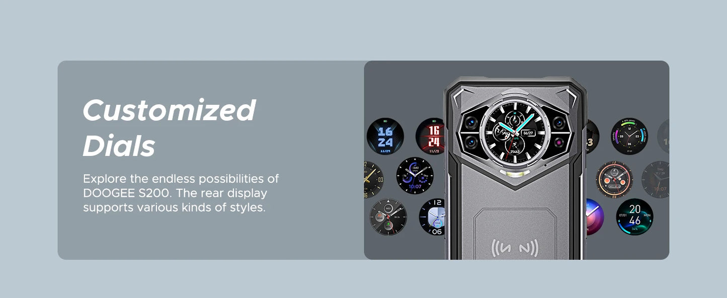 Global Version DOOGEE S200 5G Rugged Phone 6.72" 120Hz Display 12GB 256GB 100MP AI Main Camera 10100mAh Battery NFC Smartphone