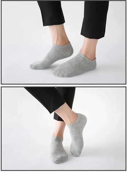 5/10 Pairs Low Cut Men Socks Solid Color Black White Breathable Cotton Socks Male Sport Businessmen Short Socks