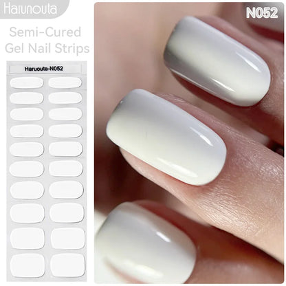 Gradient Auroras Semi Cured Gel Nail Strips Sparkly Shinning DIY Gel Polish Stickers for Nails Works with UV/LED Nail Lamps