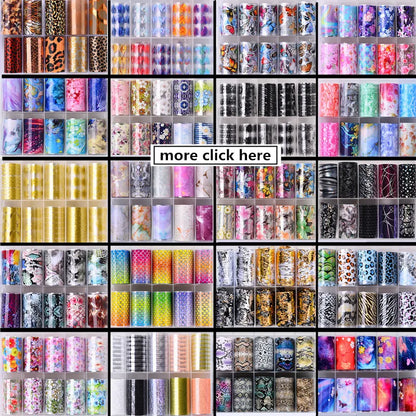 New Flower Nail Foils for Transfer Paper Stickers Floral Adhesive Fruit Nails Wraps Fish DIY Water Marble Nail Art Decorations