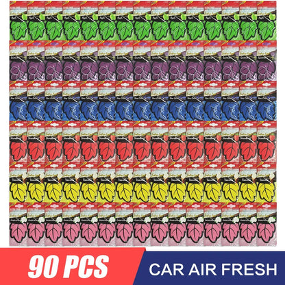 1/60/90PCS Car Air Freshener Natural ScentedTea Paper Auto Hanging Vanilla Perfume Fragrance Leaf Shape Car Accessories Indoor