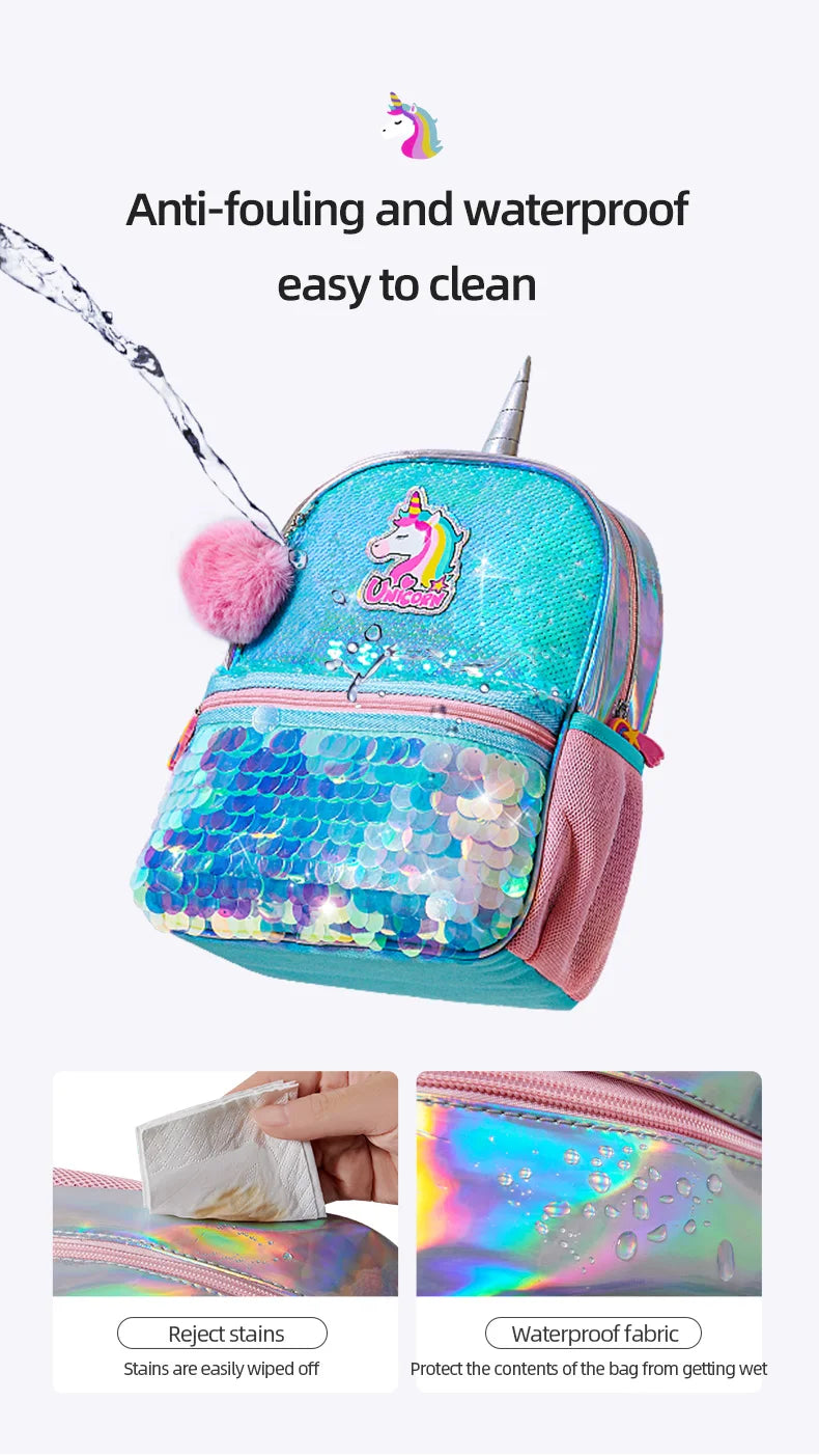 Sunveno Children's Backpack for Girls Pre-School Bag for Kindergarten Elementary - Reversible Sequin,Unicorn ,Lightweight Gift