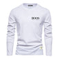 Embroidered 100% Pure Cotton Round Neck Long Sleeved Leisure Sports T-shirt for Men's High-quality Casual Outdoor Sports