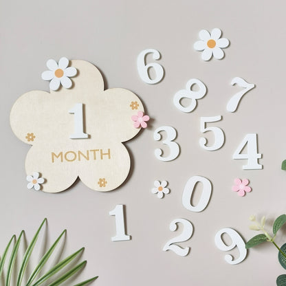 Wooden Flower Milestone Card Set, Wooden Milestone Birth Signs, Photography Milestone Cards, Growth Cards from 1 Month to 1 Year, Pregnancy Journey Milestone Photo Props, Christmas, New Year Gifts