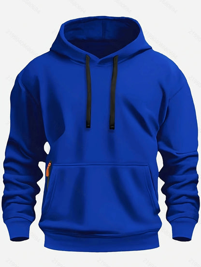 Fall/Winter New Arrival Men's Fleece Hoodie High Quality Solid Color Hooded Sweatshirt Male Fashionable Street Style Sweatshirt