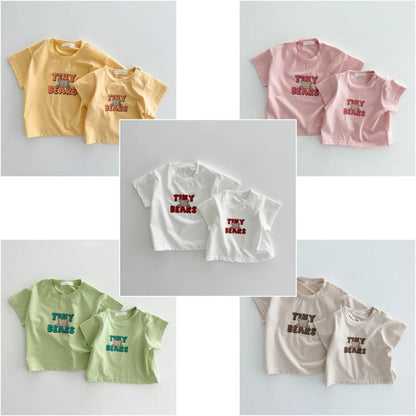 Summer Newborn Infant Baby Girls English Bear Printing Pullover T-Shirt Kids One-Piece Fashion Baby Clothing