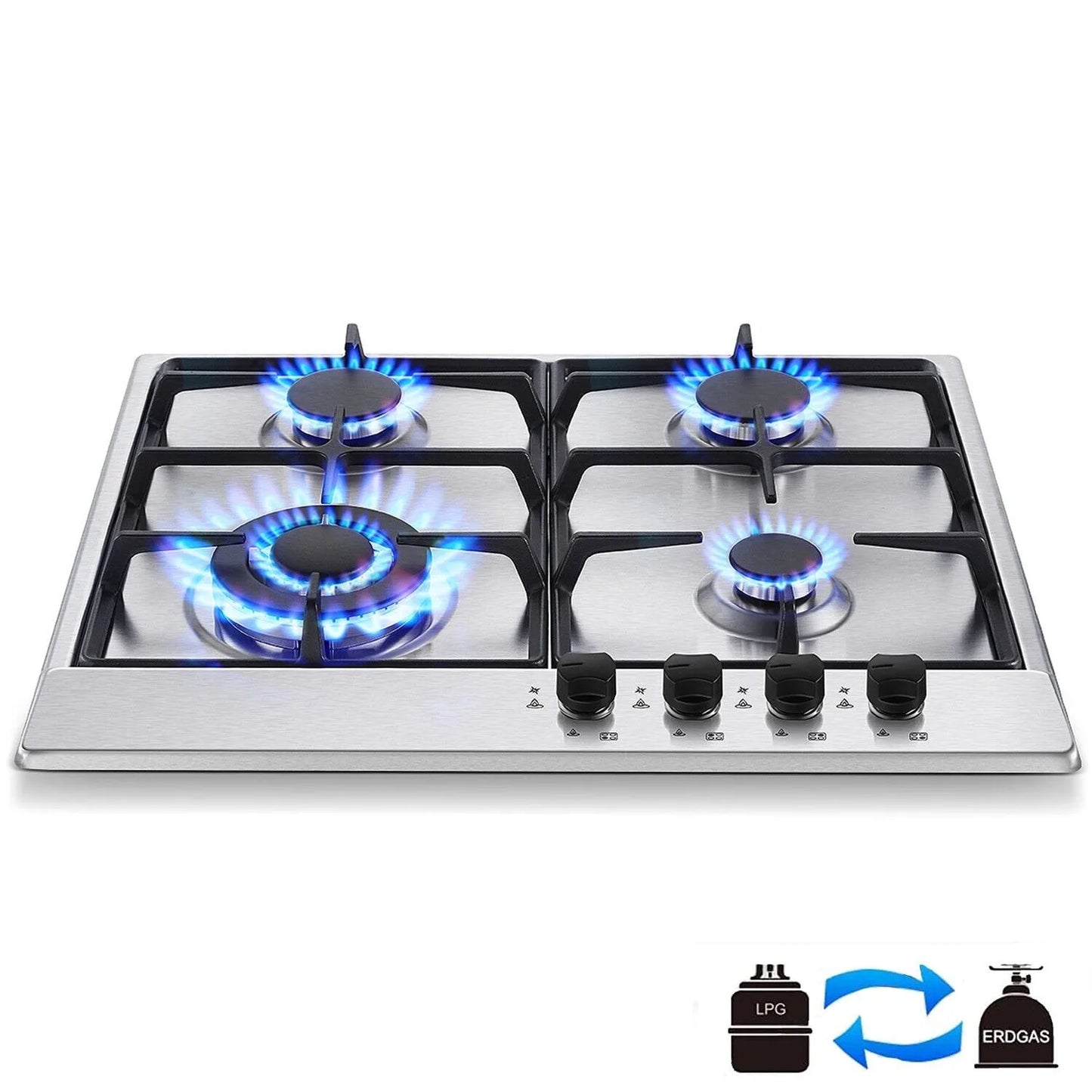 TopStrong 2/4/5 Burner 4200W Stainless Steel Auto Flame Protection Built-in for Natural Gas/Propane, Easy Clean, 30cm‌ Gas Hob