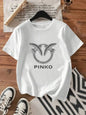【12081】Plus size women's round neck short sleeve T-shirt with elastic half sleeves and trendy prints