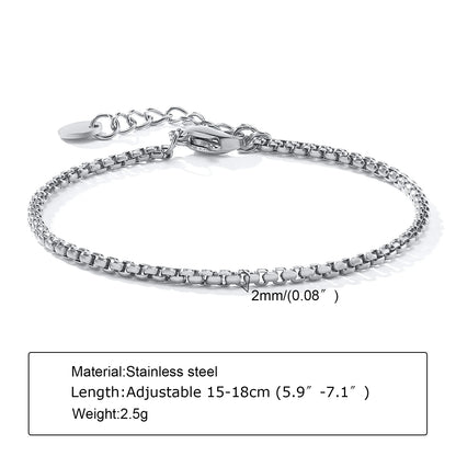 Women Chain Bracelet Silver Color, Stainless Steel Link Stackable Bracelets, Layered Waterproof Gifts
