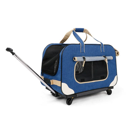 Foldable Pet Trolley, Detachable Windproof Cat Bag, Breathable Cat Carriers, Portable Pet Trolley Case