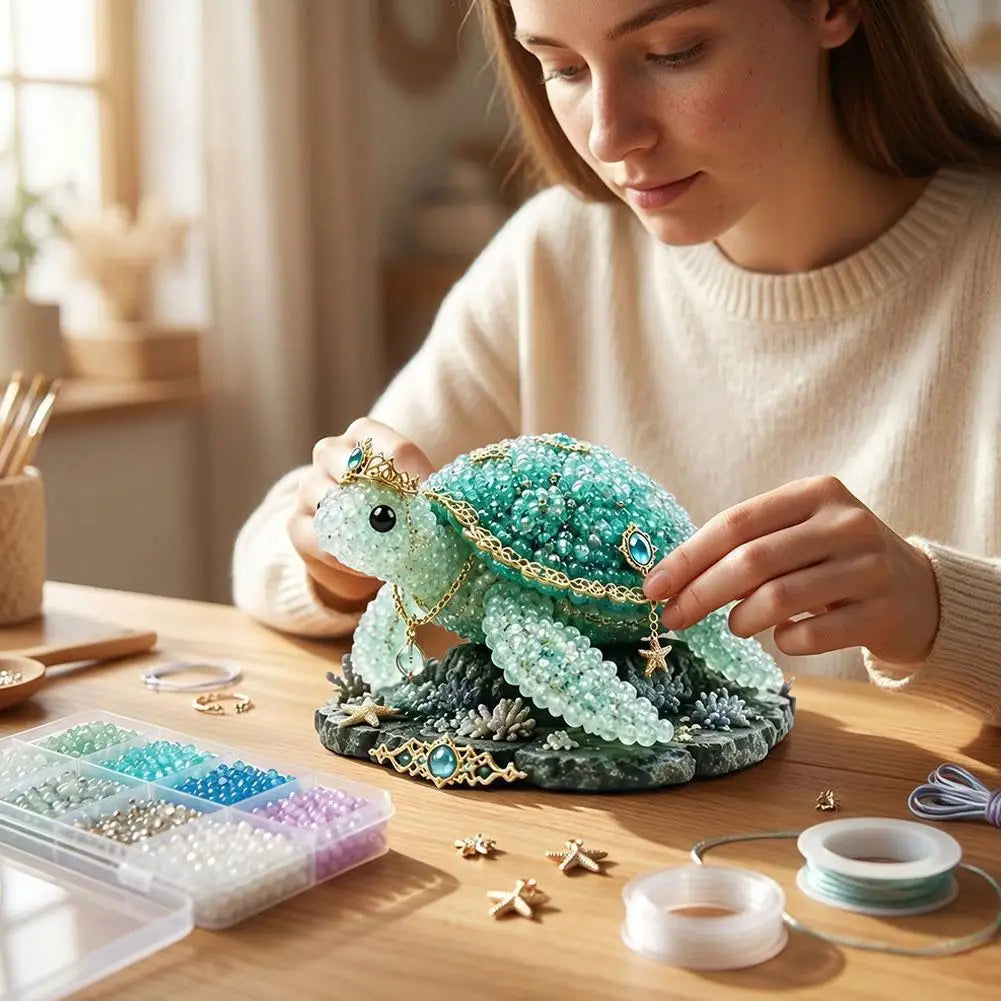 3D Ocean Animals DIY Beaded Craft Kit Beginner Friendly Handmade Marine Animal Bead Making Material Set