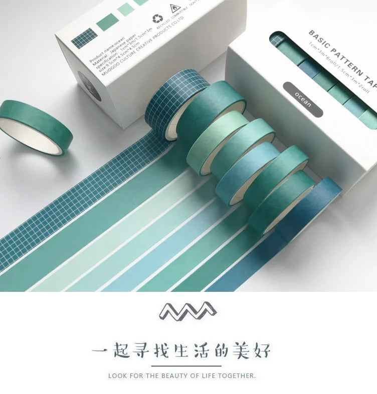 JIANWU 8pcs/set Retro Solid Color Basic Decoration Washi Tape Set DIY Scrapbook Cute Sticker Kawaii Masking Tape School Supplies