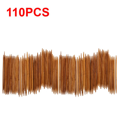 55/110pcs 11Sizes 13cm Bamboo Knitting Needles Crochet Hooks Double Pointed Carbonized Bamboo Needles Sweater Weave Craft