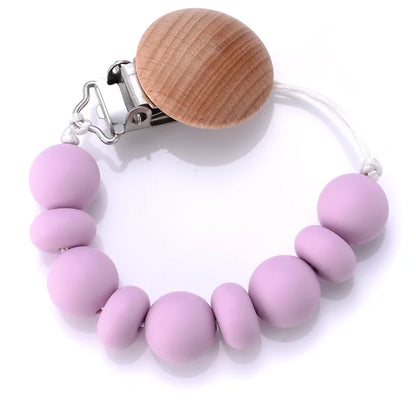 BPA-Free Silicone Pacifier Clips Chain with Beads Dummy Clip Holder Soother Teething Toy Chew Gift for Babies