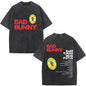 Rapper Bad Bunny Album Cover Print T-shirt Debi Tirar Mas Fotos DTMF Washed Vintage T Shirt Men Women Hip Hop Oversized T-shirts