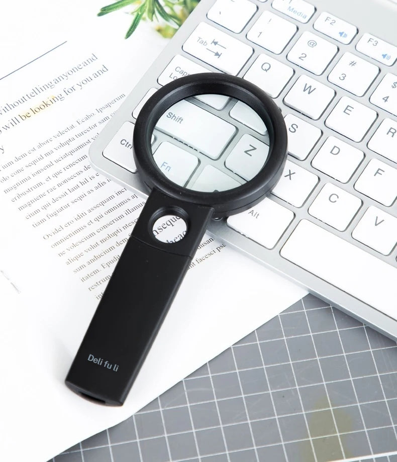 Deli High-Definition Handheld Magnifying Glass Portable Elderly Reading Aid with Dual Mirror for Identification