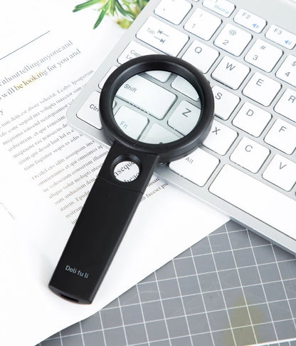 Deli High-Definition Handheld Magnifying Glass Portable Elderly Reading Aid with Dual Mirror for Identification