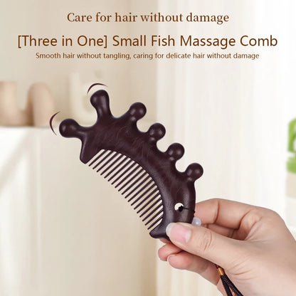 2PCS Massage Comb Head Massager Sandalwood Comb Whale Comb Scalp Scraping Massager Body Massage Tool For Hair Treatment