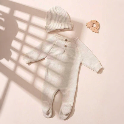 Ylsteed "Hello" Embroidery Knitting Newborn Birth Announcement Outfits Footed Jumpsuit Baby Boy Girl Photography Props Newborn