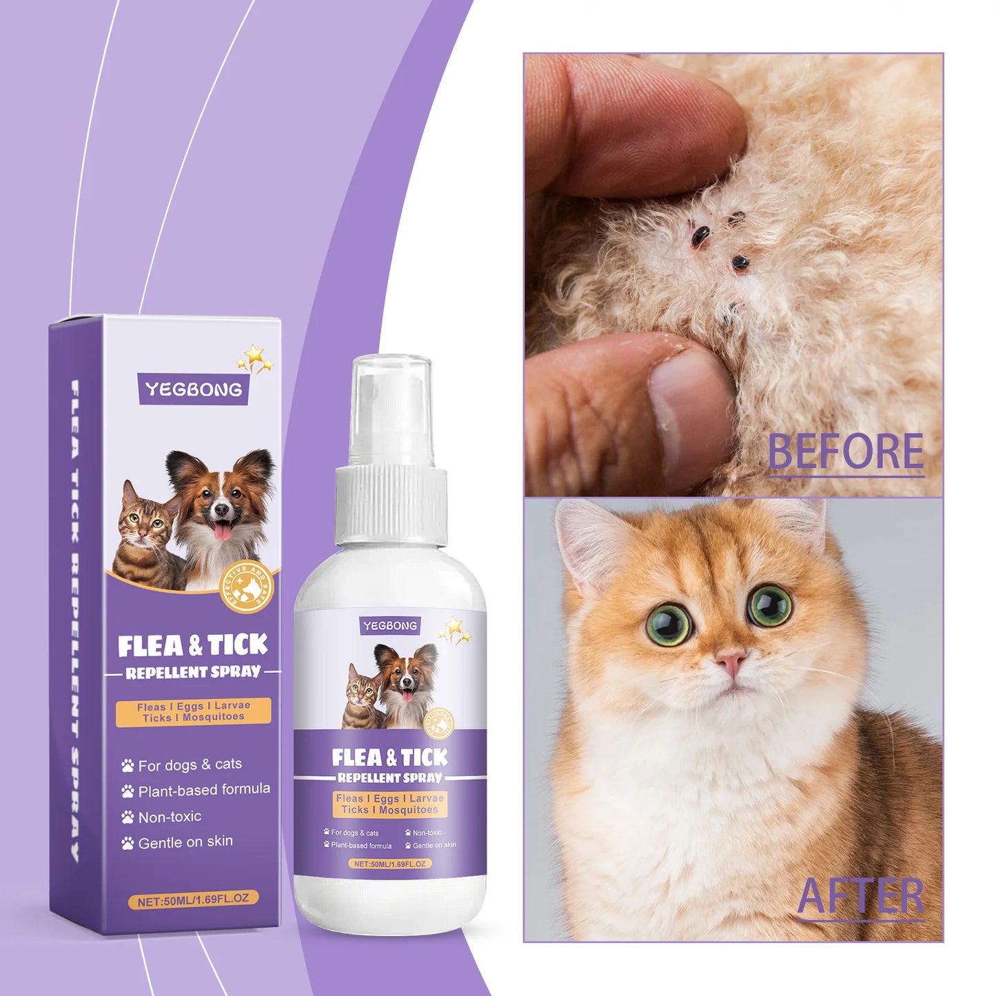 Pet Flea Spray Spray Effectively Removing Fleas Ticks Relieve Skin Itching Natural Ingredients Non Irritating Pet Flea Repellent