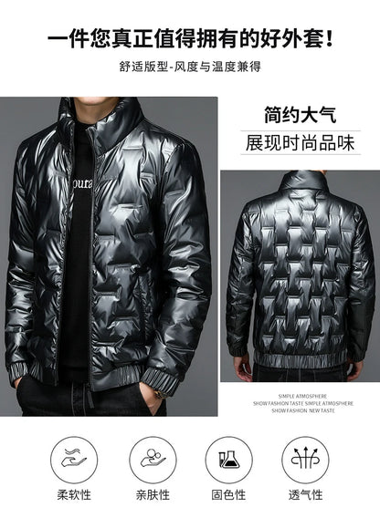 80%  White Duck Down Coat 2024 Trendy Fashion Winter Stand Collar Warm Sport Jacket Men's Thermal Thick Outwear
