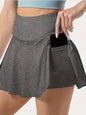 Women's Solid Color High Waisted Tennis Pleated Skirts Inner Pocket Quick Drying Sports Short Running Fitness Skirt