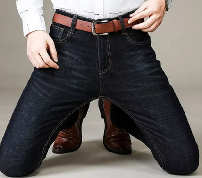2025 New Business Men's Jeans Casual Comfortable Straight Stretch Fashion male Classic Premium Blue Black Denim trousers