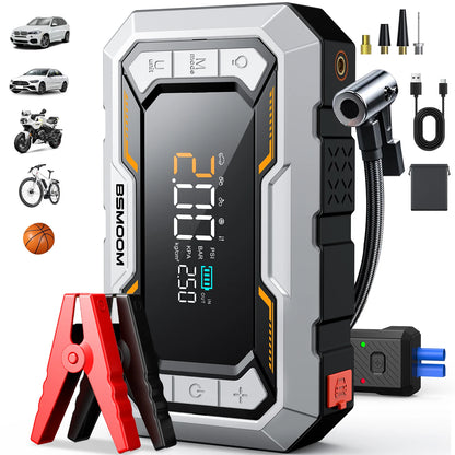 Car Battery Jump Starter with Air Compressor, 12V 1000A/1500A PEAK 26800mah Portable Car Jump Starter with 150 PSI Inflator (for ALL Petrol or 10L Diesel), Emergency LED Flashlight