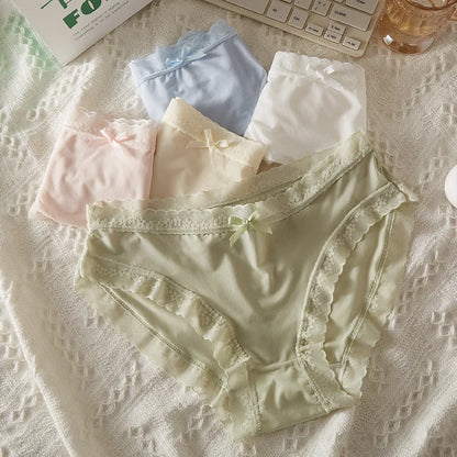 3Pcs Women Low Waist Panties Panties Sexy Lingerie Lace Quick Drying Briefs Female Seamless Underwear Solid Color Underpants