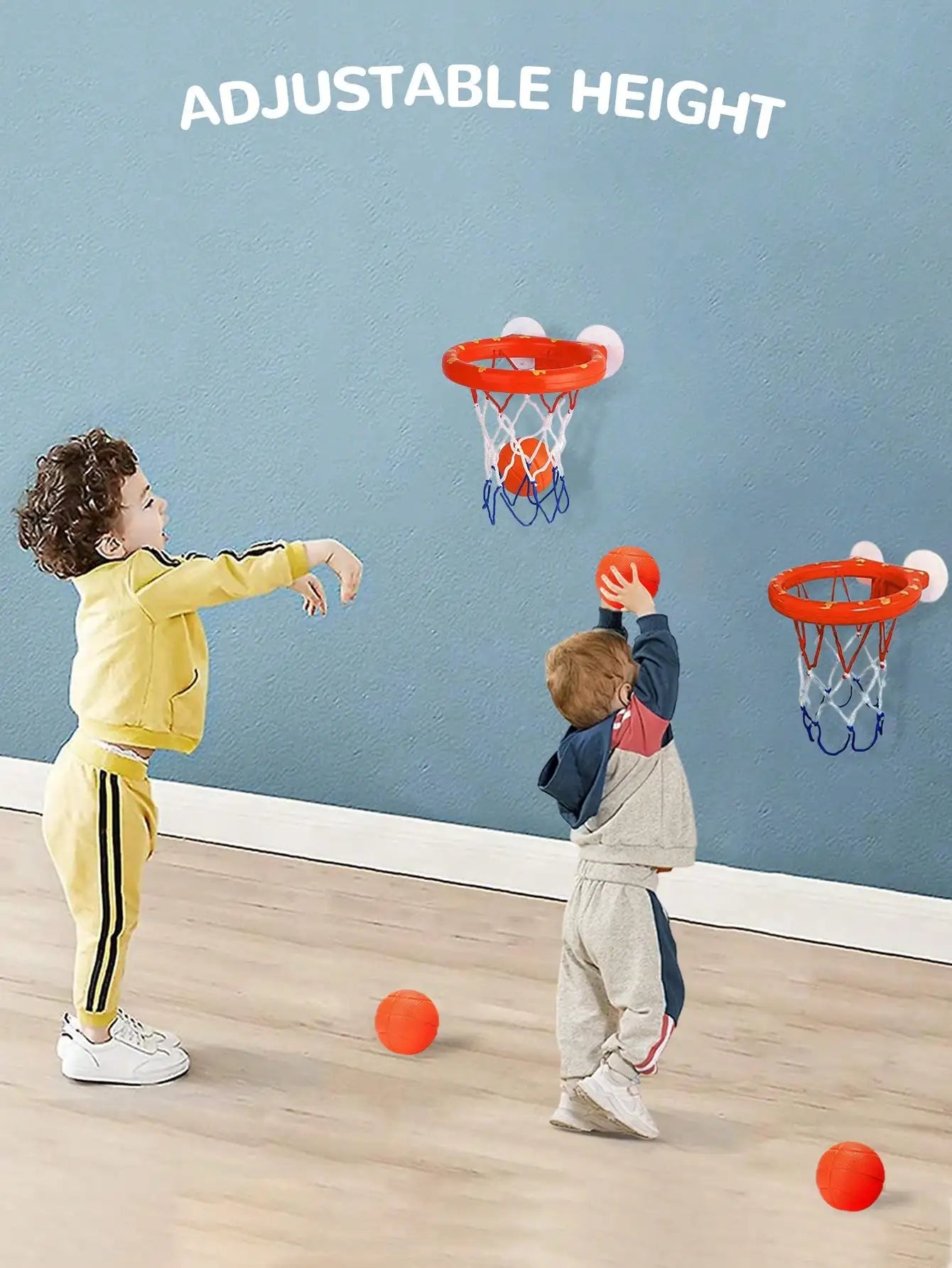 Toddler Bath Basketball Hoop Toy with 3 Soft Balls Strong Suction Cups Bathtub Shooting Game Birthday Gift for Boys Girls