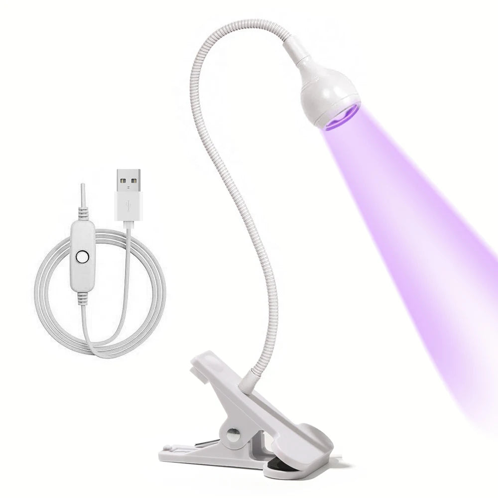 Nail LED UV Lamp for Drying Gel Nails Polish Clip-On Flexible Desk Mini Portable USB Nail Lamp UV Light Dryer for Manicure Salon