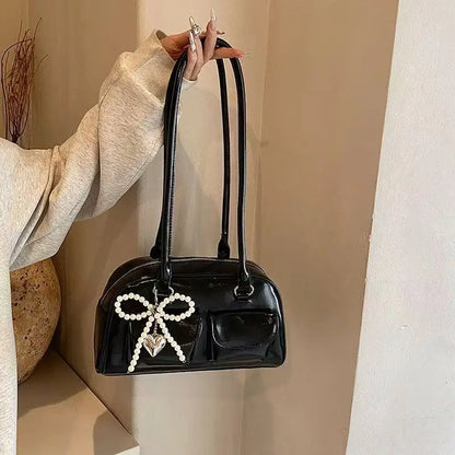 Fashionable Underarm Bow Bag for Women 2024 Korean Edition New Simple Leisure Pillow Bag Trendy Versatile Shoulder Bag