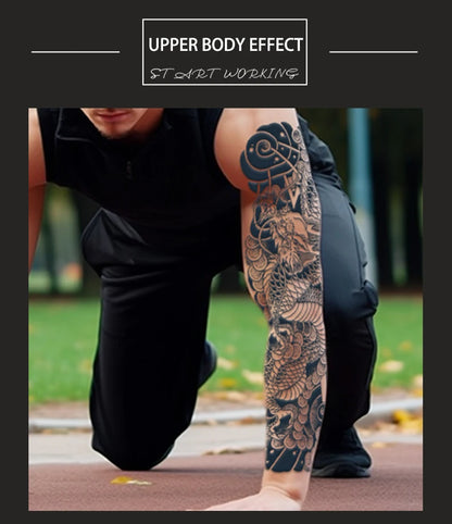 Dragon Full Arm Waterproof Temporary Tattoo Sticker, Long-lasting for 1-2 weeks, Realistic Semi-Permanent Fake Tattoo