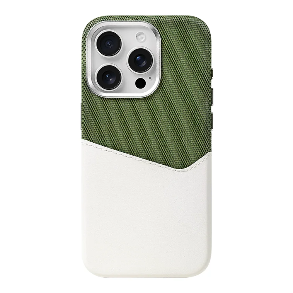 Card Holder MagSafe Leather Case For iPhone 17 Pro Max 16 15 14 Plus 13 12 Pocket Wireless Charging Alloy Lens Hit Color Cover