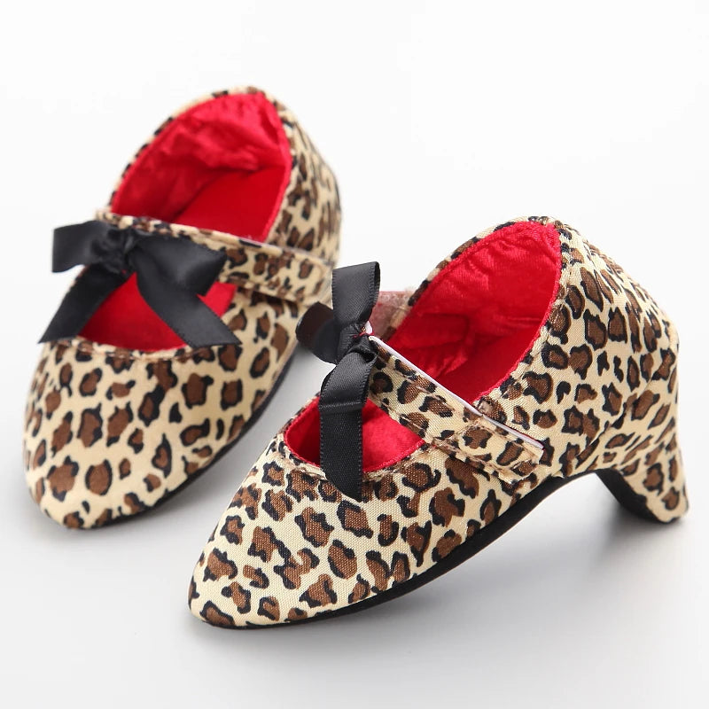2022 New Infant Newborn Baby Girl High Heels Shoes Princess Bow First Birthday Party Shoes Photo Props Shoes 0-12M