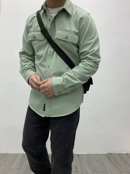 Autumn New Japanese Retro Heavyweight Twill Long-Sleeve Turn-down Collar 100% Cotton Shirt Men's Fashion Washed Casual Blouses