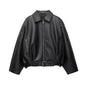 Street Women's Belt Leather Jackets Loose Lapel Zipper Long Sleeve Pockets Female Coats 2026 Autumn Lady Fashion Y2k Outwear