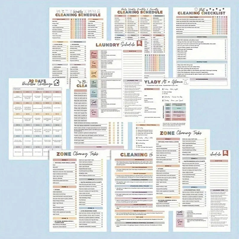ADHD Cleaning Planner Bundle – Includes Home Cleaning Schedule, Weekly, Monthly, Year-Round Cleanliness Tips, Family Chore Chart