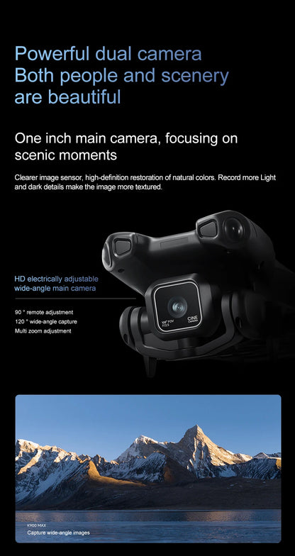 K900 Max GPS Drone 4.5-inch Screen Dual HD Camera,Obstacle Avoidance Professional Brushless Foldable FPV Quadcopter Airdrop Dron