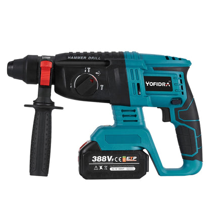 YOFIDRA 26MM Brushless Electric Hammer Drill Multifunctional Rotary Cordless Rechargeable Power Tools For Makita 18V Battery Pin