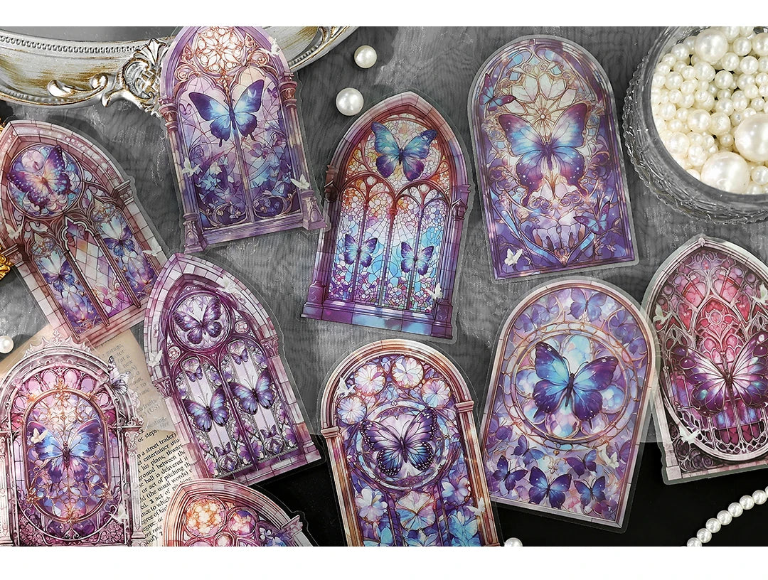 10pcs Flowers Window Sticker PET Materials Collage Junk Journal DIY Scrapbooking Supplies Aesthetics Decor Sticker