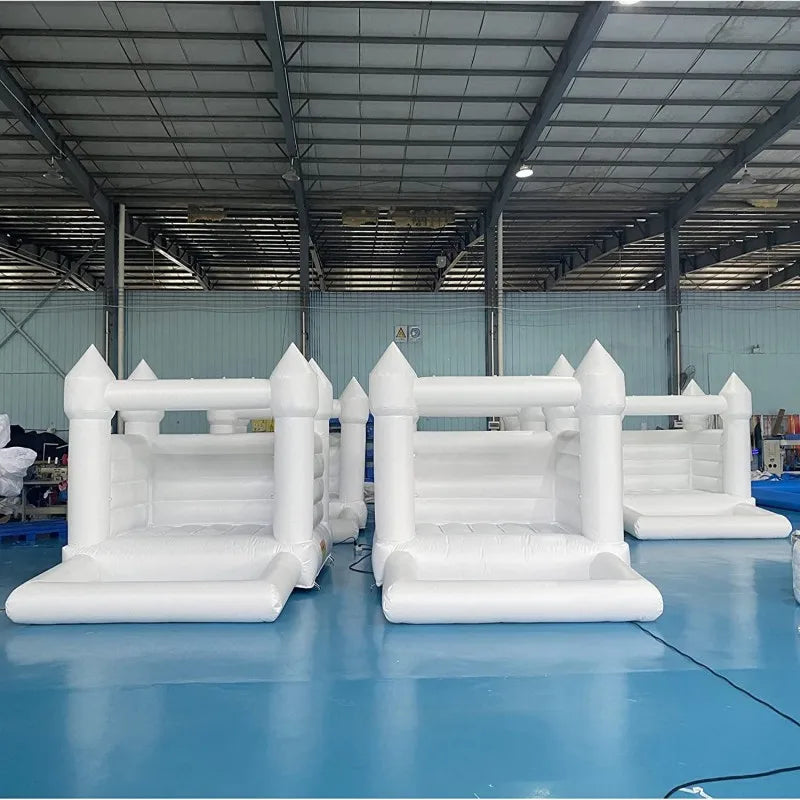 SAYOK Inflatable White Wedding Bounce House Castle PVC Inflatable Bouncy Castle Bounce House Bridal Jumping Bed for Wedding