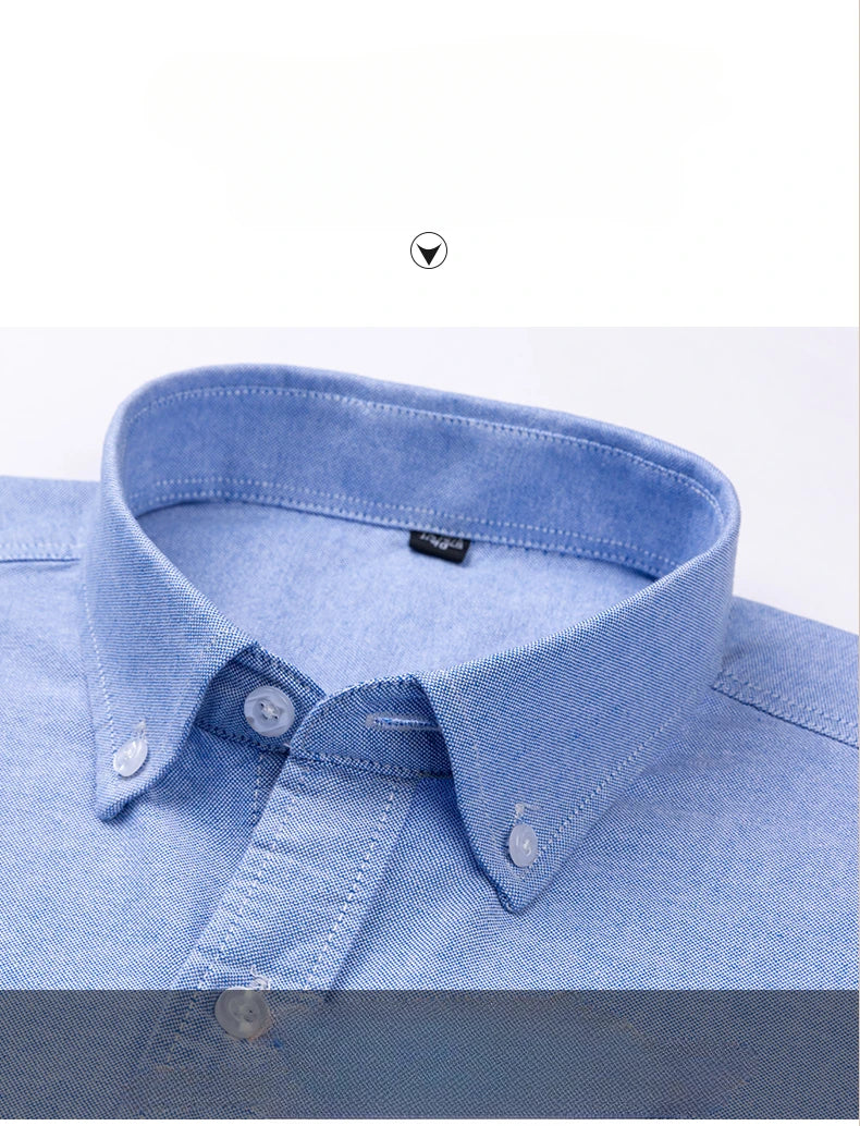 Large Size Full Men's Shirts 100% Pure Cotton Oxford Business Casual Shirt Soft Slim Fit Formal Plain Shirt Long Sleeve Clothes