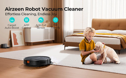 Airzeen R7 Robot Vacuum Mop 3-in-1 Cleaning 4000Pa Suction Smart App/Alexa Control Auto Self-Charging for Pet Hair & Floors